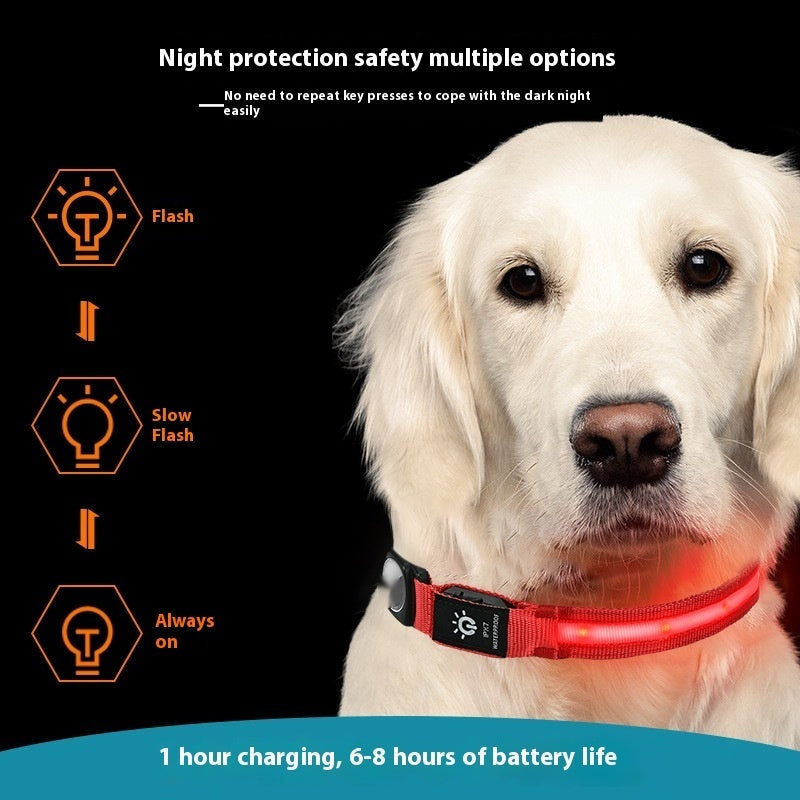 HKM-6988349 Waterproof LED Pet Collar with Luminous Fiber and Color Options for All Seasons