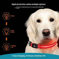 HKM-6988349 Waterproof LED Pet Collar with Luminous Fiber and Color Options for All Seasons
