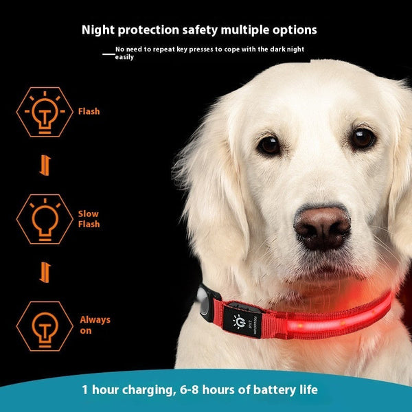 HKM-6988349 Waterproof LED Pet Collar with Luminous Fiber and Color Options for All Seasons