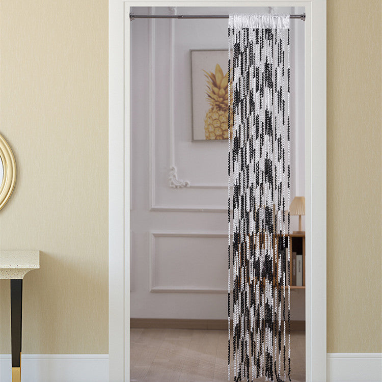 HKM-698835 Elegant Striped Curtain - Light Luxury Polyester Door Curtain with Tassels in Multiple Colors