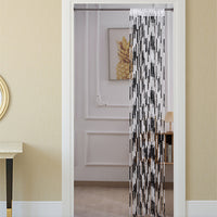 HKM-698835 Elegant Striped Curtain - Light Luxury Polyester Door Curtain with Tassels in Multiple Colors