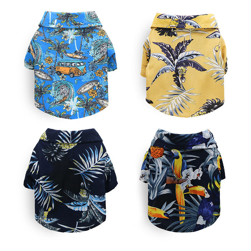 HKM-6988733 Hawaiian Style Pet Shirt for Cats and Dogs ¨C Comfortable Polyester Fabric, Multiple Sizes Available