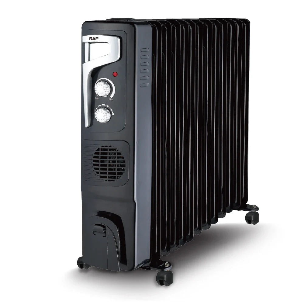 HKM-698899 2900W Oil Filled Radiator Heater with Adjustable Thermostat, Quiet Operation, and Overheat Protection