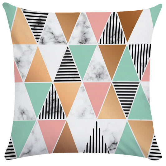 HKM-698963 Geometric Abstract Short Plush Pillowcase with Invisible Zipper, 45x45cm