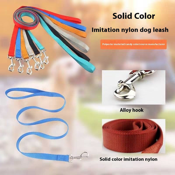 HKM-6990141 Durable Solid Color Nylon Dog Leash - Multiple Color Options Available