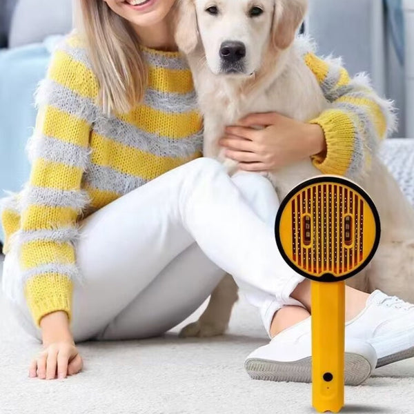 HKM-6991933 USB Rechargeable UV Sterilization Pet Comb for Cats and Dogs - Pink, Yellow, White