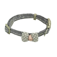 HKM-6992573 Polka Dot Bow Cat Collar in Pink, Gray, and Blue - Adjustable Cloth Design