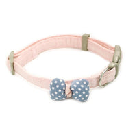 HKM-6992573 Polka Dot Bow Cat Collar in Pink, Gray, and Blue - Adjustable Cloth Design