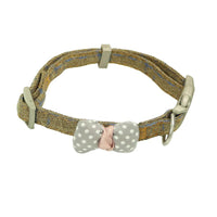 HKM-6992573 Polka Dot Bow Cat Collar in Pink, Gray, and Blue - Adjustable Cloth Design
