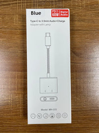 HKM-699283 2-in-1 USB-C to 3.5mm Audio Adapter for iPhone 15/15 Pro and Samsung Headphones