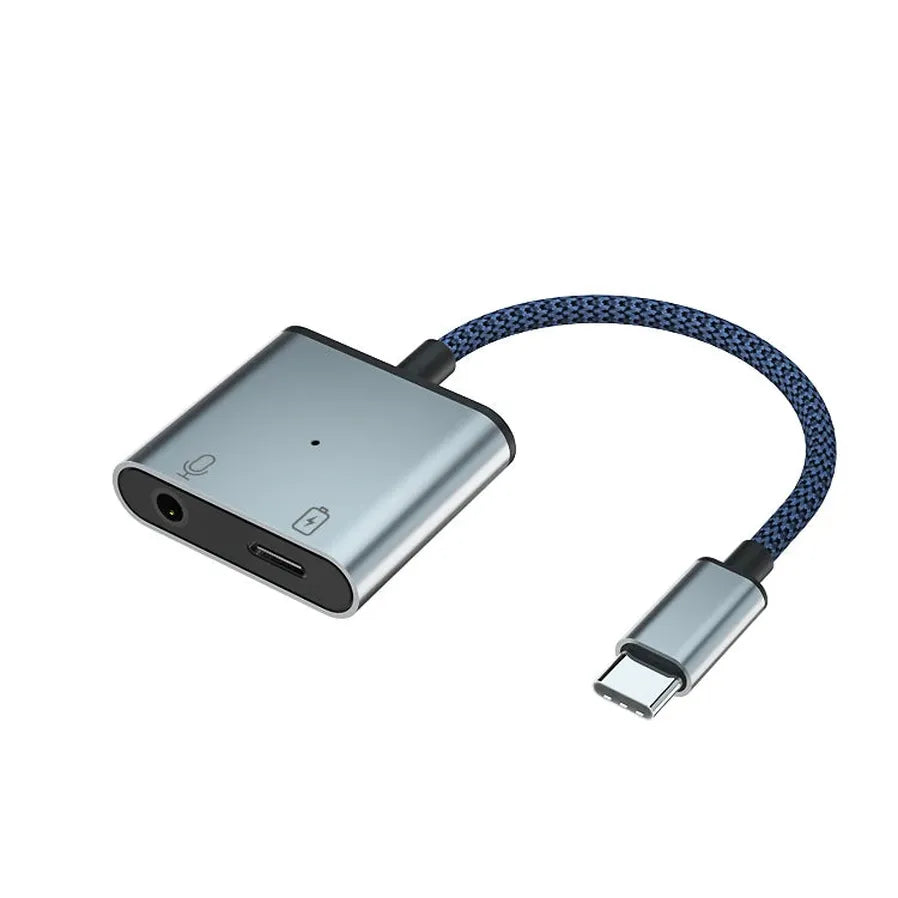 HKM-699283 2-in-1 USB-C to 3.5mm Audio Adapter for iPhone 15/15 Pro and Samsung Headphones
