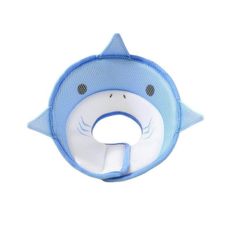 HKM-6993597 Soft and Breathable Shark-Shaped Recovery Cone for Cats and Kittens, Comfortable Neck Protection for Grooming and Post-Surgery Care