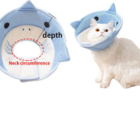 HKM-6993597 Soft and Breathable Shark-Shaped Recovery Cone for Cats and Kittens, Comfortable Neck Protection for Grooming and Post-Surgery Care