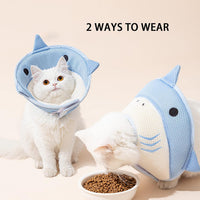 HKM-6993597 Soft and Breathable Shark-Shaped Recovery Cone for Cats and Kittens, Comfortable Neck Protection for Grooming and Post-Surgery Care