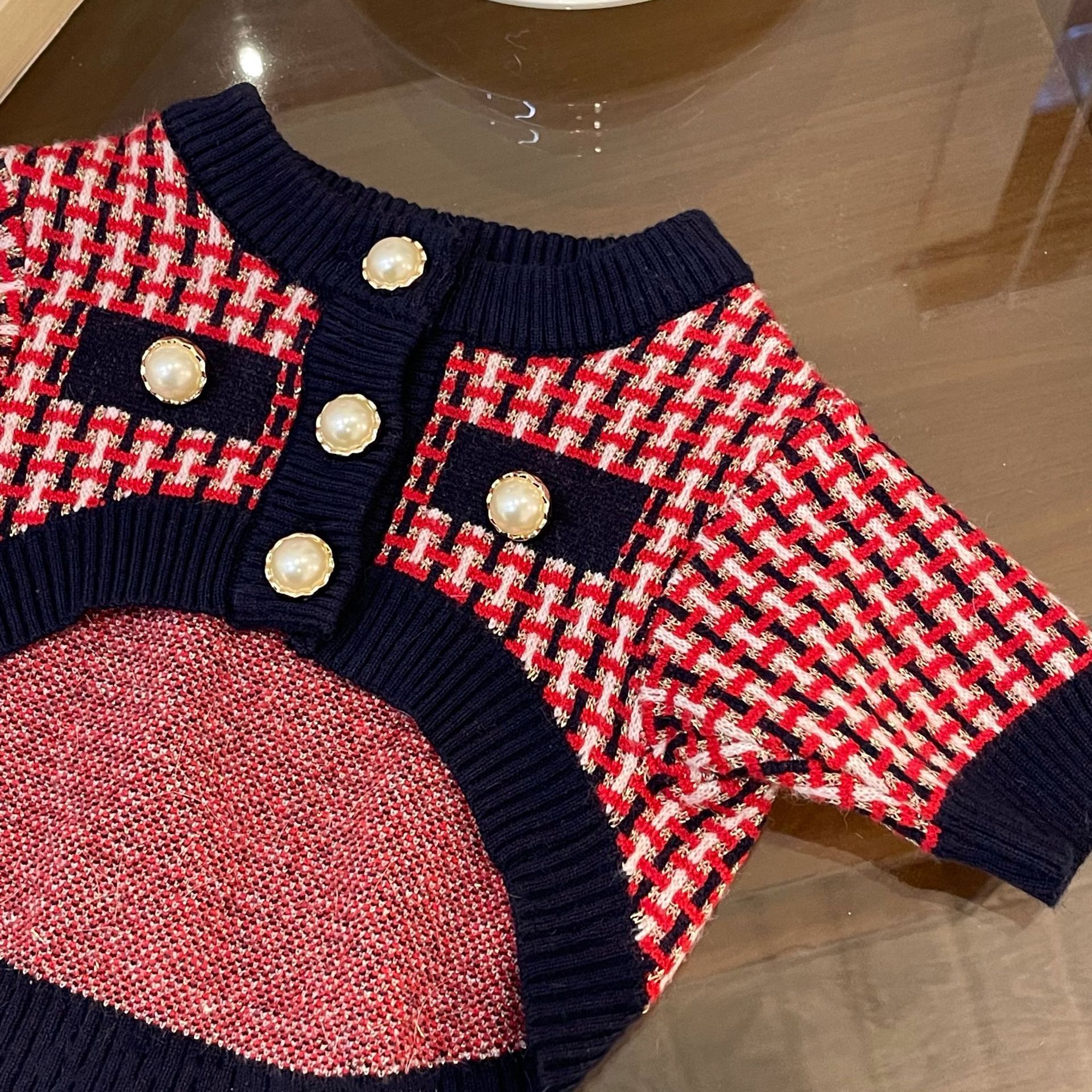HKM-6994109 Cozy Red Wool Winter Sweater for Pets in Multiple Sizes