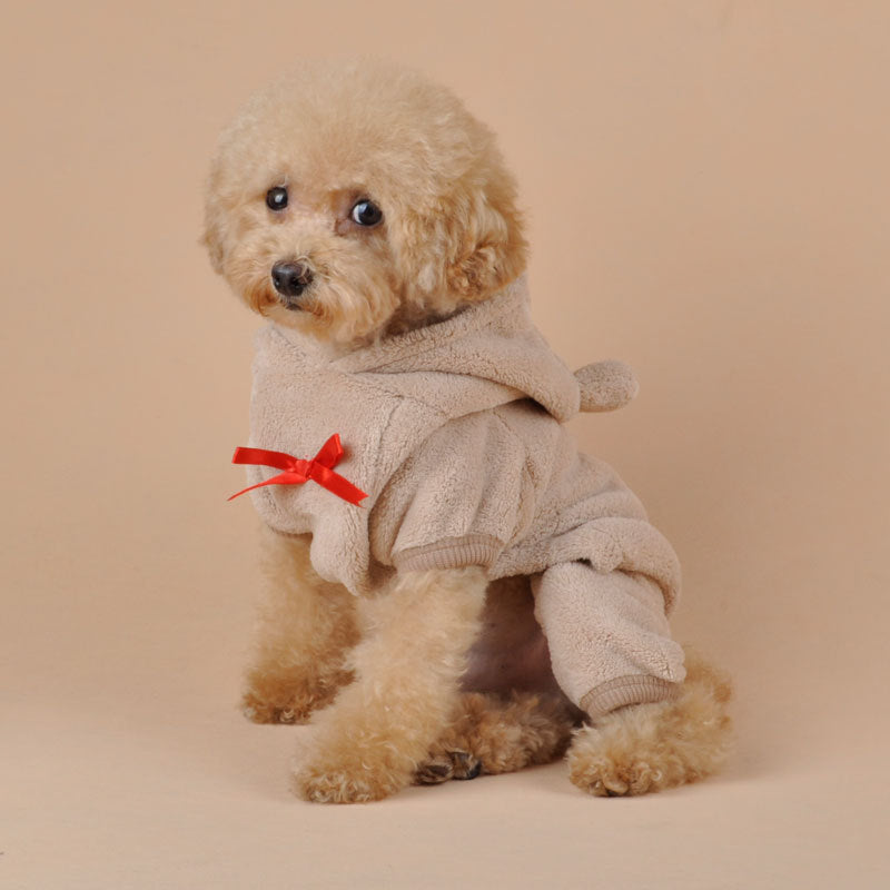 HKM-6994493 Cozy Four-Legged Coral Fleece Pet Outfit for Dogs
