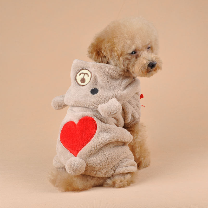HKM-6994493 Cozy Four-Legged Coral Fleece Pet Outfit for Dogs