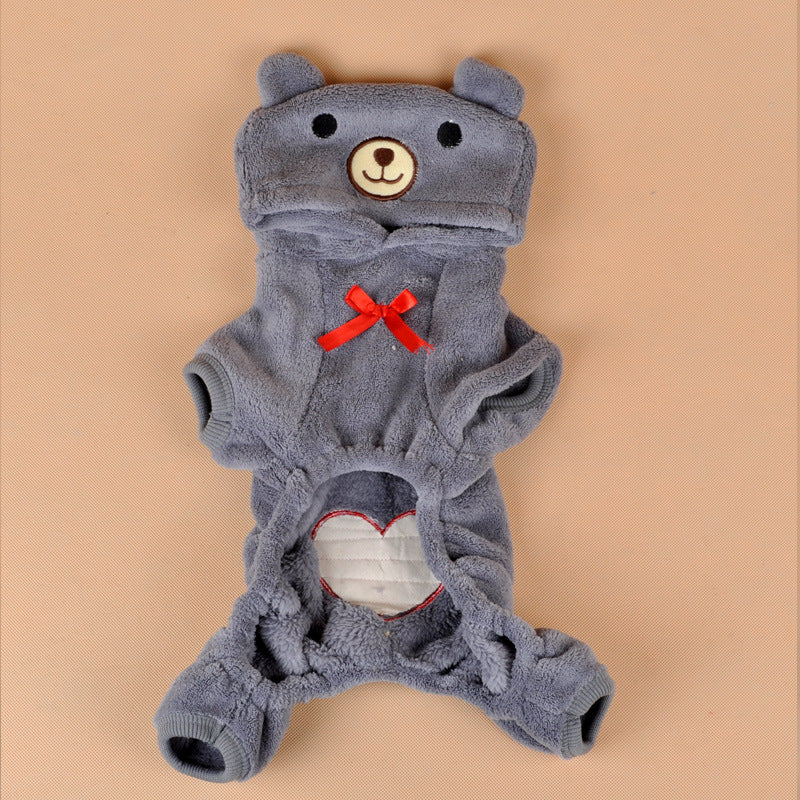 HKM-6994493 Cozy Four-Legged Coral Fleece Pet Outfit for Dogs