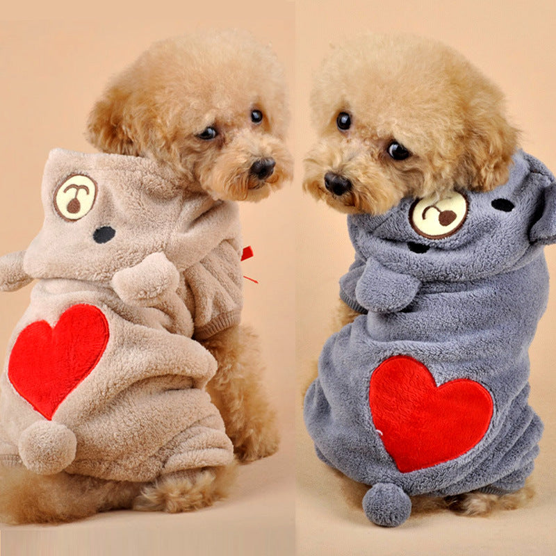 HKM-6994493 Cozy Four-Legged Coral Fleece Pet Outfit for Dogs