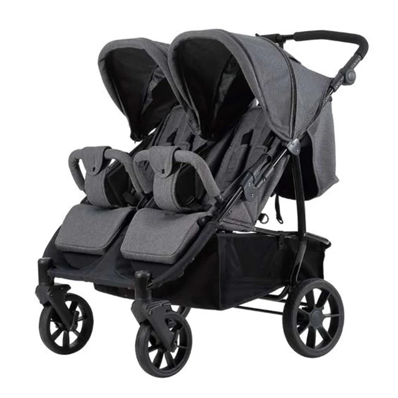 HKM-699475 2-in-1 Luxury Twin Stroller with High Landscape Design, Aluminium Frame and Dual Baskets for Infants