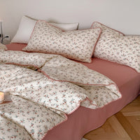 HKM-699603 Soft Double-Layer Cotton Four-Piece Bedding Set with Reactive Printing - Multiple Sizes Available