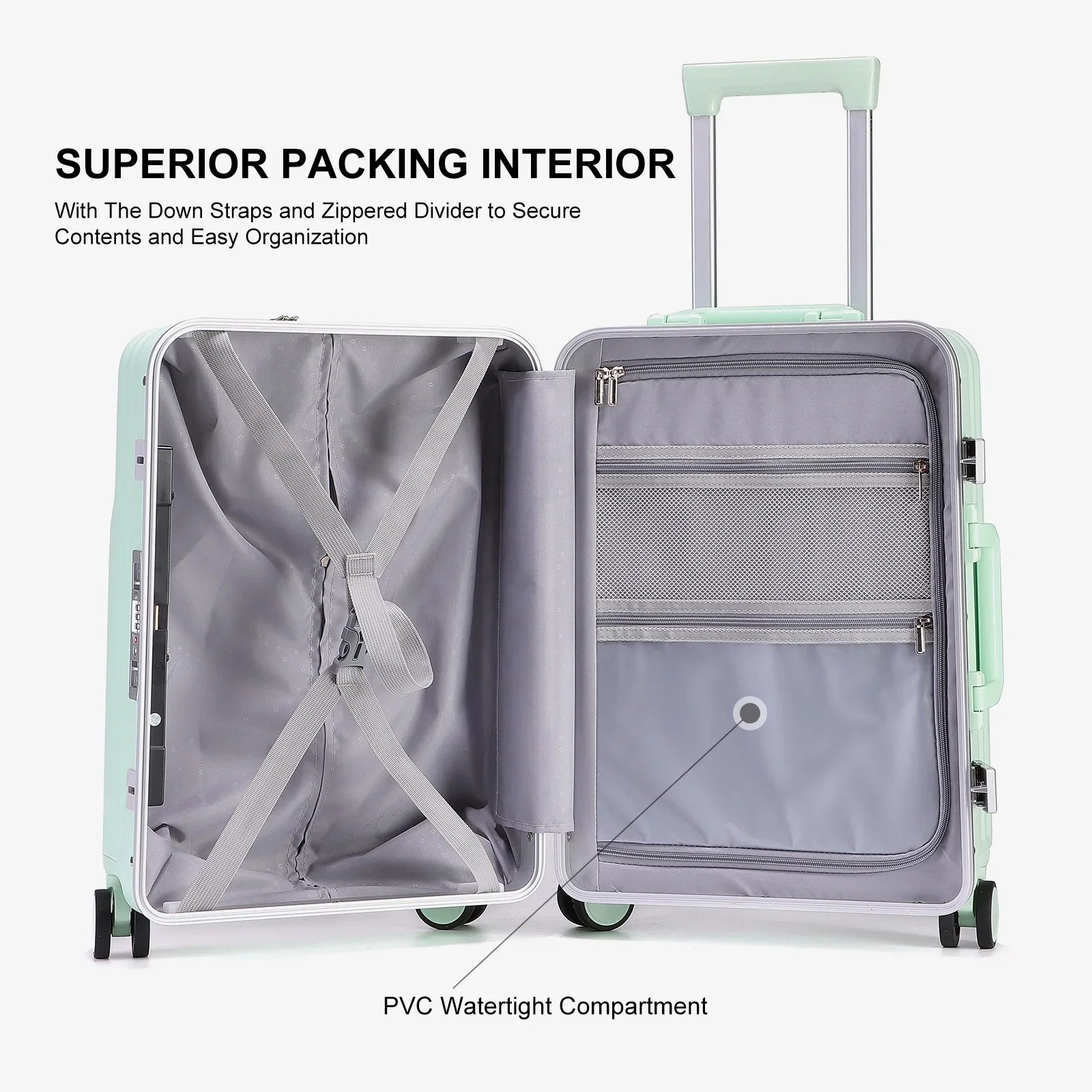 HKM-699667 Durable PC Aluminium Frame Trolley Carry-On Travel Suitcase with Front Pocket