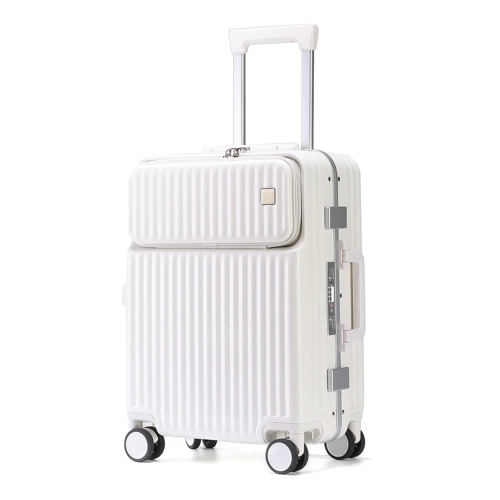 HKM-699667 Durable PC Aluminium Frame Trolley Carry-On Travel Suitcase with Front Pocket