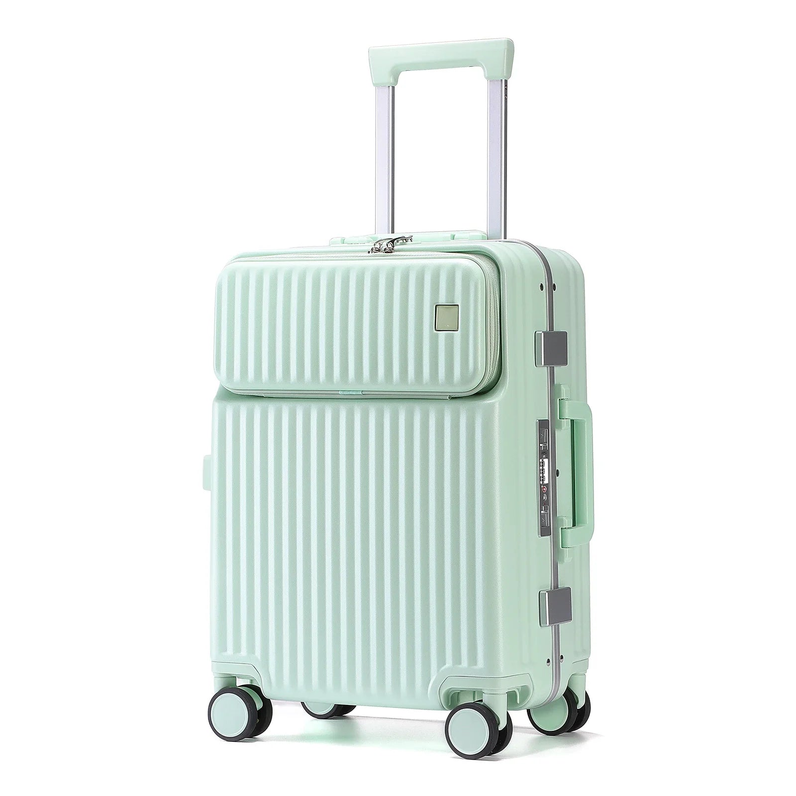 HKM-699667 Durable PC Aluminium Frame Trolley Carry-On Travel Suitcase with Front Pocket