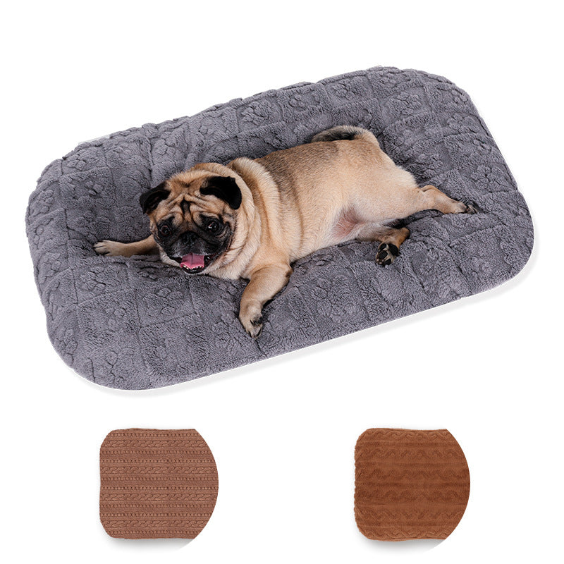 HKM-6997949 Soft Plush Flannel Pet Bed - Warm Thick Comfortable Mattress for Cats and Dogs, Machine Washable, Available in Multiple Sizes