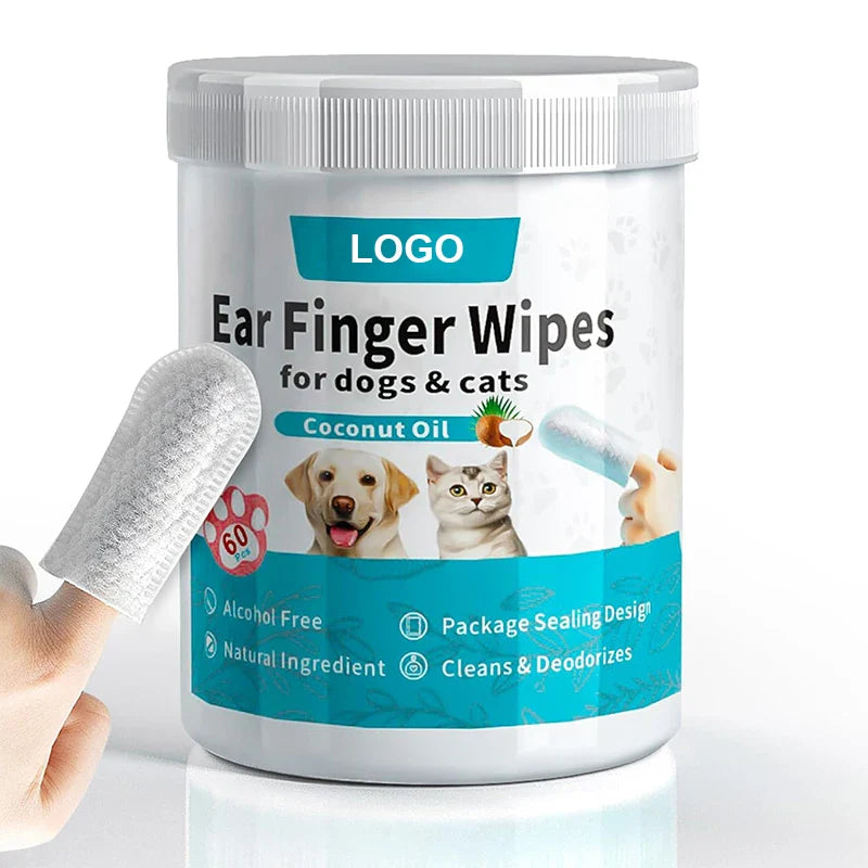 HKM-699795 Pet Care Ear Cleaning Finger Wipes with Custom Pearl Pattern Design for Dogs and Cats