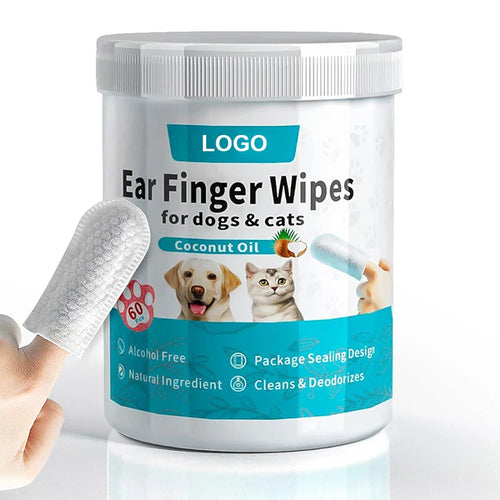 HKM-699795 Pet Care Ear Cleaning Finger Wipes with Custom Pearl Pattern Design for Dogs and Cats