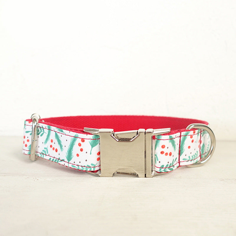 HKM-6998077 Christmas Leaf Design Polyester Dog Collar - Multiple Sizes Available