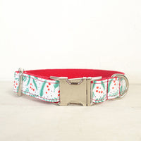 HKM-6998077 Christmas Leaf Design Polyester Dog Collar - Multiple Sizes Available