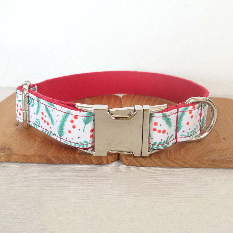 HKM-6998077 Christmas Leaf Design Polyester Dog Collar - Multiple Sizes Available