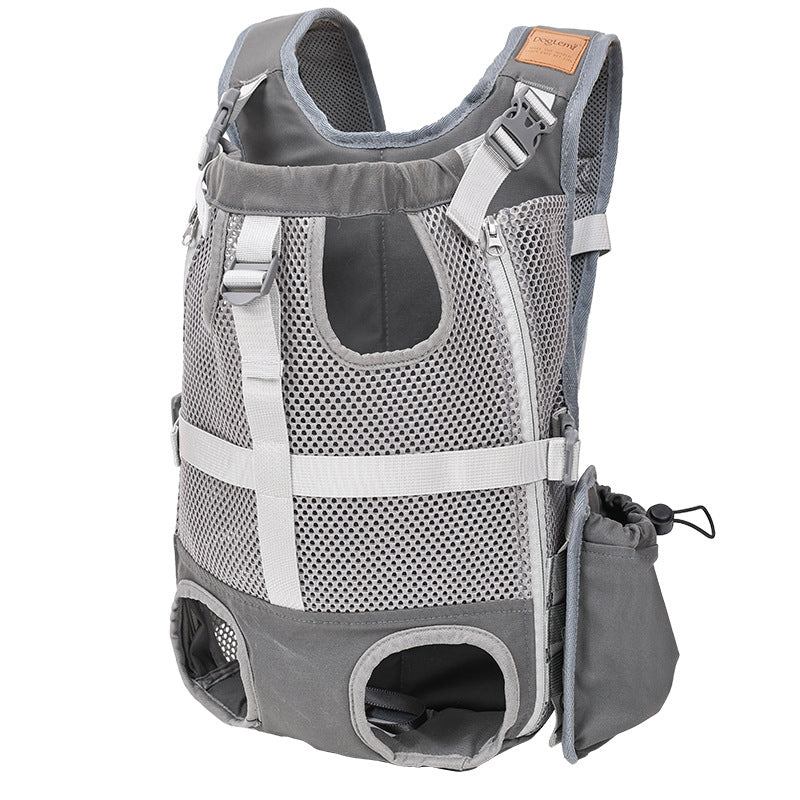 HKM-6998333 Breathable Mesh Pet Dog Backpack in Gray - Medium Polyester Carrier