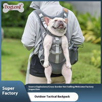 HKM-6998333 Breathable Mesh Pet Dog Backpack in Gray - Medium Polyester Carrier