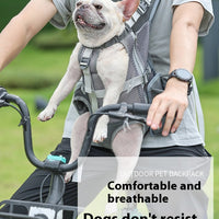 HKM-6998333 Breathable Mesh Pet Dog Backpack in Gray - Medium Polyester Carrier