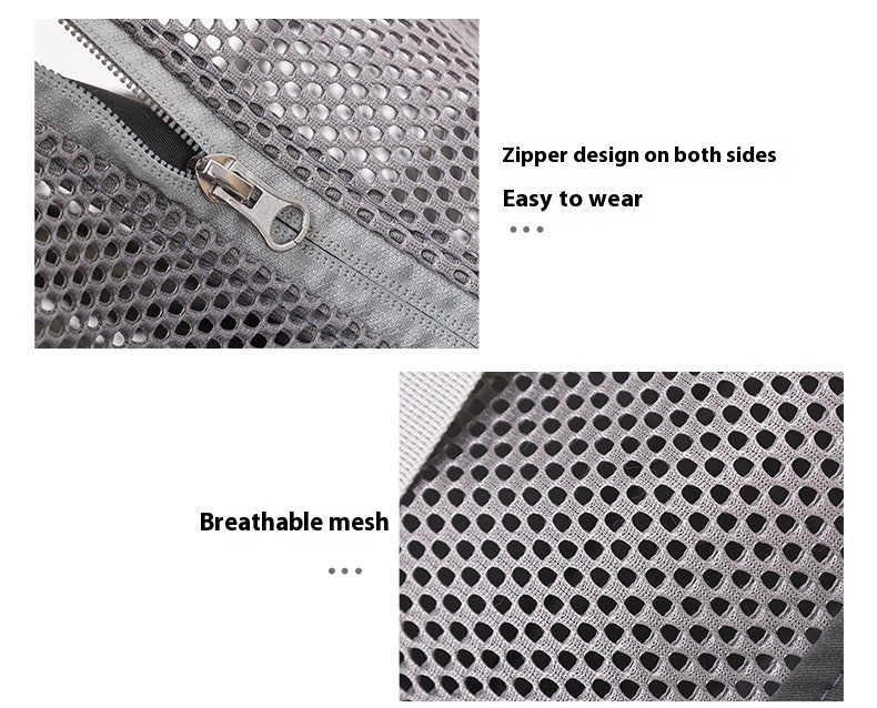 HKM-6998333 Breathable Mesh Pet Dog Backpack in Gray - Medium Polyester Carrier