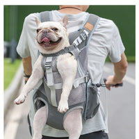 HKM-6998333 Breathable Mesh Pet Dog Backpack in Gray - Medium Polyester Carrier
