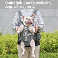 HKM-6998333 Breathable Mesh Pet Dog Backpack in Gray - Medium Polyester Carrier