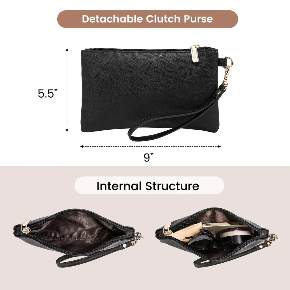 HKM-699987 Stylish 2-Piece Shoulder Bag Set with Clutch Wallet for Work, Travel, and Laptop Use