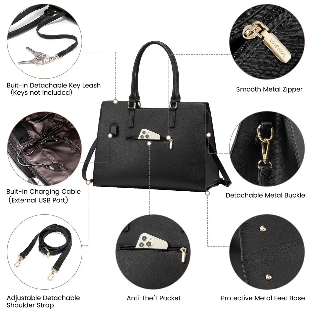 HKM-699987 Stylish 2-Piece Shoulder Bag Set with Clutch Wallet for Work, Travel, and Laptop Use