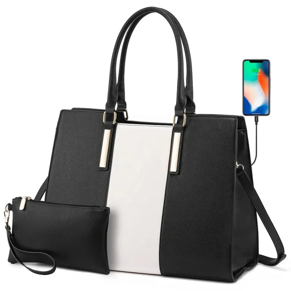 HKM-699987 Stylish 2-Piece Shoulder Bag Set with Clutch Wallet for Work, Travel, and Laptop Use