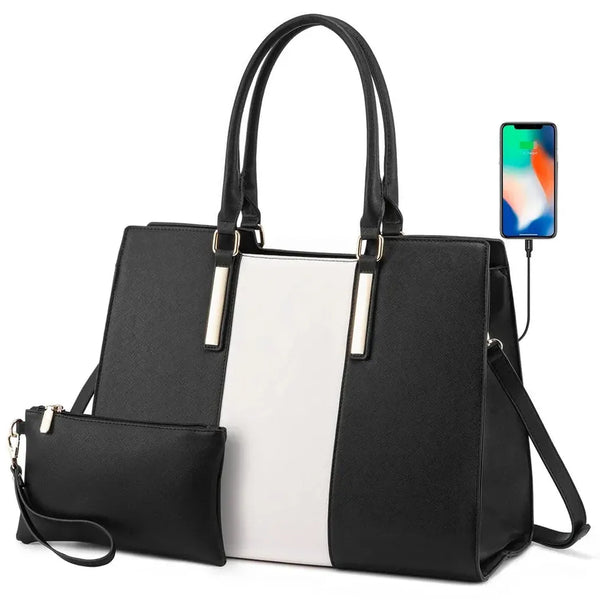 HKM-699987 Stylish 2-Piece Shoulder Bag Set with Clutch Wallet for Work, Travel, and Laptop Use