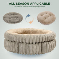 HKM-7000125 Super Soft Round Washable Cat Bed with Anti-Slip Bottom for Indoor Cats and Kittens - Multiple Sizes Available