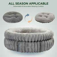 HKM-7000125 Super Soft Round Washable Cat Bed with Anti-Slip Bottom for Indoor Cats and Kittens - Multiple Sizes Available