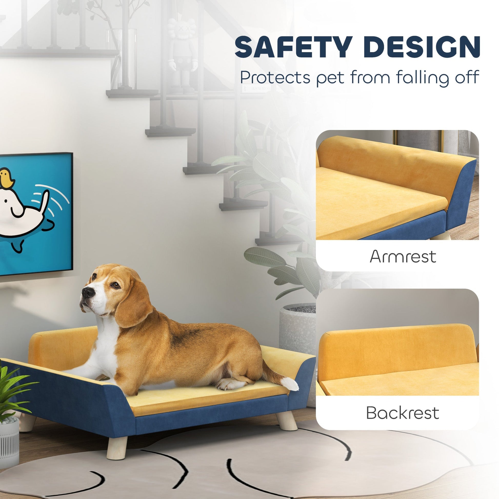 HKM-7000509 Cozy Orange Dog Sofa Bed for Small Dogs with Soft Washable Cushion and Non-Slip Foot Pads