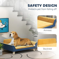 HKM-7000509 Cozy Orange Dog Sofa Bed for Small Dogs with Soft Washable Cushion and Non-Slip Foot Pads