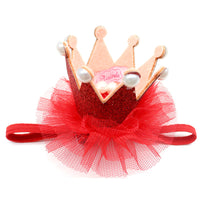 HKM-7000637 Princess Style Mesh Dog Crown Birthday Hat in Multiple Colors