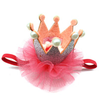 HKM-7000637 Princess Style Mesh Dog Crown Birthday Hat in Multiple Colors